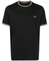 Мужская черная футболка с круглым вырезом с вышивкой от Fred Perry