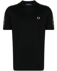 Мужская черная футболка с круглым вырезом с вышивкой от Fred Perry