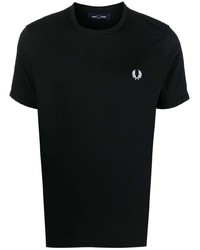 Мужская черная футболка с круглым вырезом с вышивкой от Fred Perry