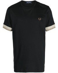 Мужская черная футболка с круглым вырезом с вышивкой от Fred Perry