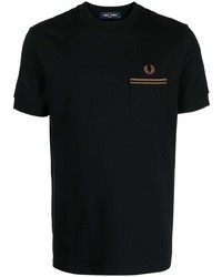 Мужская черная футболка с круглым вырезом с вышивкой от Fred Perry