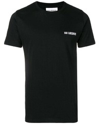 Мужская черная футболка с круглым вырезом с вышивкой от Han Kjobenhavn