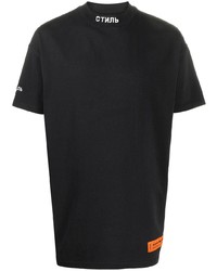 Мужская черная футболка с круглым вырезом с вышивкой от Heron Preston