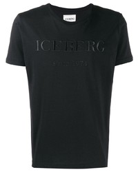 Мужская черная футболка с круглым вырезом с вышивкой от Iceberg