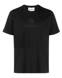 Мужская черная футболка с круглым вырезом с вышивкой от Iceberg