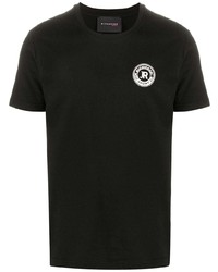 Мужская черная футболка с круглым вырезом с вышивкой от John Richmond
