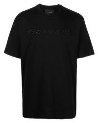 Мужская черная футболка с круглым вырезом с вышивкой от John Richmond