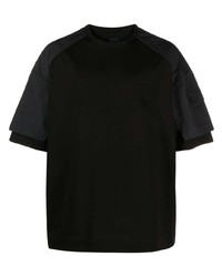 Мужская черная футболка с круглым вырезом с вышивкой от Juun.J