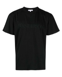 Мужская черная футболка с круглым вырезом с вышивкой от JW Anderson