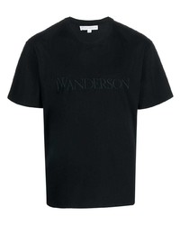 Мужская черная футболка с круглым вырезом с вышивкой от JW Anderson