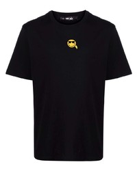 Мужская черная футболка с круглым вырезом с вышивкой от Karl Lagerfeld