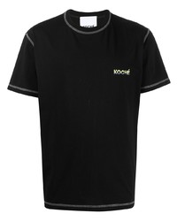 Мужская черная футболка с круглым вырезом с вышивкой от Koché