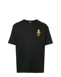 Мужская черная футболка с круглым вырезом с вышивкой от Kolor