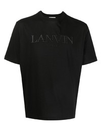 Мужская черная футболка с круглым вырезом с вышивкой от Lanvin