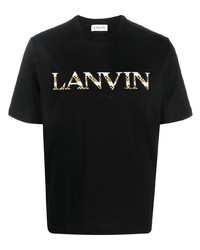 Мужская черная футболка с круглым вырезом с вышивкой от Lanvin