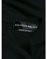 Мужская черная футболка с круглым вырезом с вышивкой от Alexander McQueen