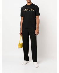 Мужская черная футболка с круглым вырезом с вышивкой от Lanvin