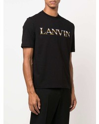 Мужская черная футболка с круглым вырезом с вышивкой от Lanvin