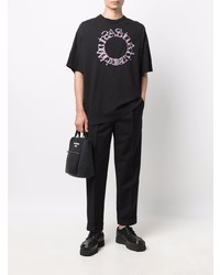 Мужская черная футболка с круглым вырезом с вышивкой от Acne Studios