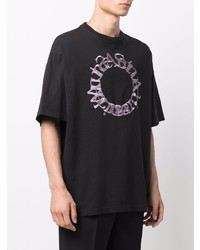 Мужская черная футболка с круглым вырезом с вышивкой от Acne Studios