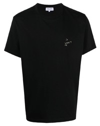Мужская черная футболка с круглым вырезом с вышивкой от Maison Labiche