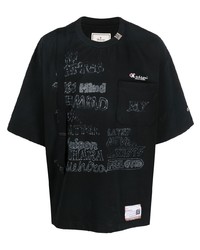 Мужская черная футболка с круглым вырезом с вышивкой от Maison Mihara Yasuhiro