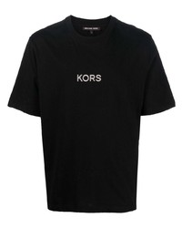 Мужская черная футболка с круглым вырезом с вышивкой от Michael Kors