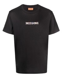 Мужская черная футболка с круглым вырезом с вышивкой от Missoni