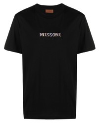 Мужская черная футболка с круглым вырезом с вышивкой от Missoni