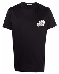 Мужская черная футболка с круглым вырезом с вышивкой от Moncler