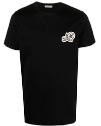 Мужская черная футболка с круглым вырезом с вышивкой от Moncler