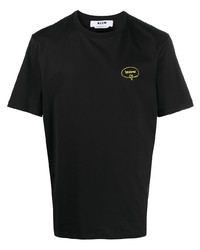 Мужская черная футболка с круглым вырезом с вышивкой от MSGM