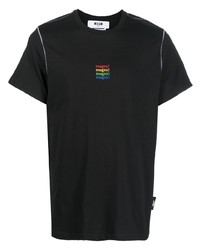 Мужская черная футболка с круглым вырезом с вышивкой от MSGM