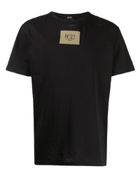 Мужская черная футболка с круглым вырезом с вышивкой от N°21