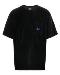 Мужская черная футболка с круглым вырезом с вышивкой от Needles