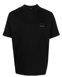 Мужская черная футболка с круглым вырезом с вышивкой от Paul Smith