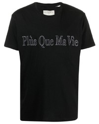 Мужская черная футболка с круглым вырезом с вышивкой от Plùs Que Ma Vìe