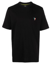 Мужская черная футболка с круглым вырезом с вышивкой от PS Paul Smith