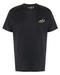 Мужская черная футболка с круглым вырезом с вышивкой от Raf Simons