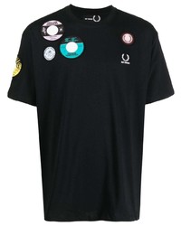 Мужская черная футболка с круглым вырезом с вышивкой от Raf Simons X Fred Perry