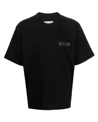 Мужская черная футболка с круглым вырезом с вышивкой от Sacai