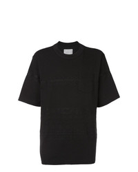 Мужская черная футболка с круглым вырезом с вышивкой от Sacai