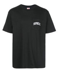 Мужская черная футболка с круглым вырезом с вышивкой от Supreme