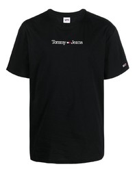 Мужская черная футболка с круглым вырезом с вышивкой от Tommy Jeans