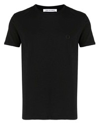 Мужская черная футболка с круглым вырезом с вышивкой от Trussardi