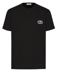 Мужская черная футболка с круглым вырезом с вышивкой от Valentino