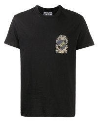 Мужская черная футболка с круглым вырезом с вышивкой от VERSACE JEANS COUTURE