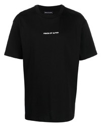 Мужская черная футболка с круглым вырезом с вышивкой от Vision Of Super