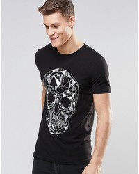 Мужская черная футболка с круглым вырезом с геометрическим рисунком от Asos