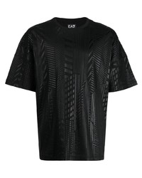 Мужская черная футболка с круглым вырезом с геометрическим рисунком от Ea7 Emporio Armani
